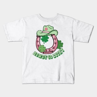 Western Howdy St Paddy St Patricks Day Kids T-Shirt